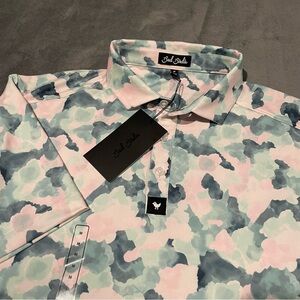 Bad Birdie Core Polo Shirt Mens M Green Pink Mirage Oasis Camo Golf Performance